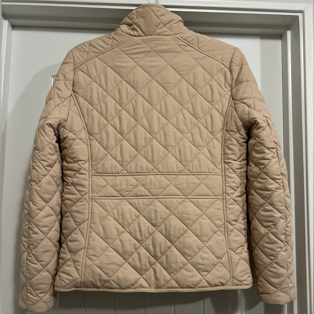 J.Crew Quilted Puffer Jacket Tan Gold Hardware Size Small | Classic Preppy Fall - Picture 2 of 11
